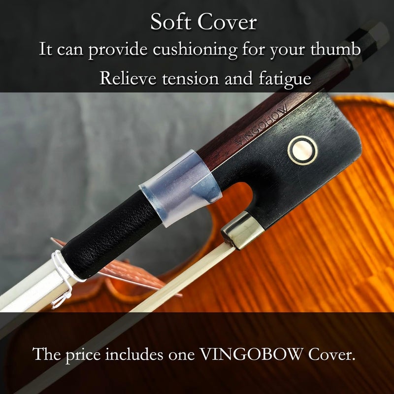 VINGOBOW 2PCS Brazilwood Cello Bow 4/4 Full Size 74.5cm Ebony Frog Natural Mongolian White Horsehair Well-Balanced Sweet Tone - Image 2